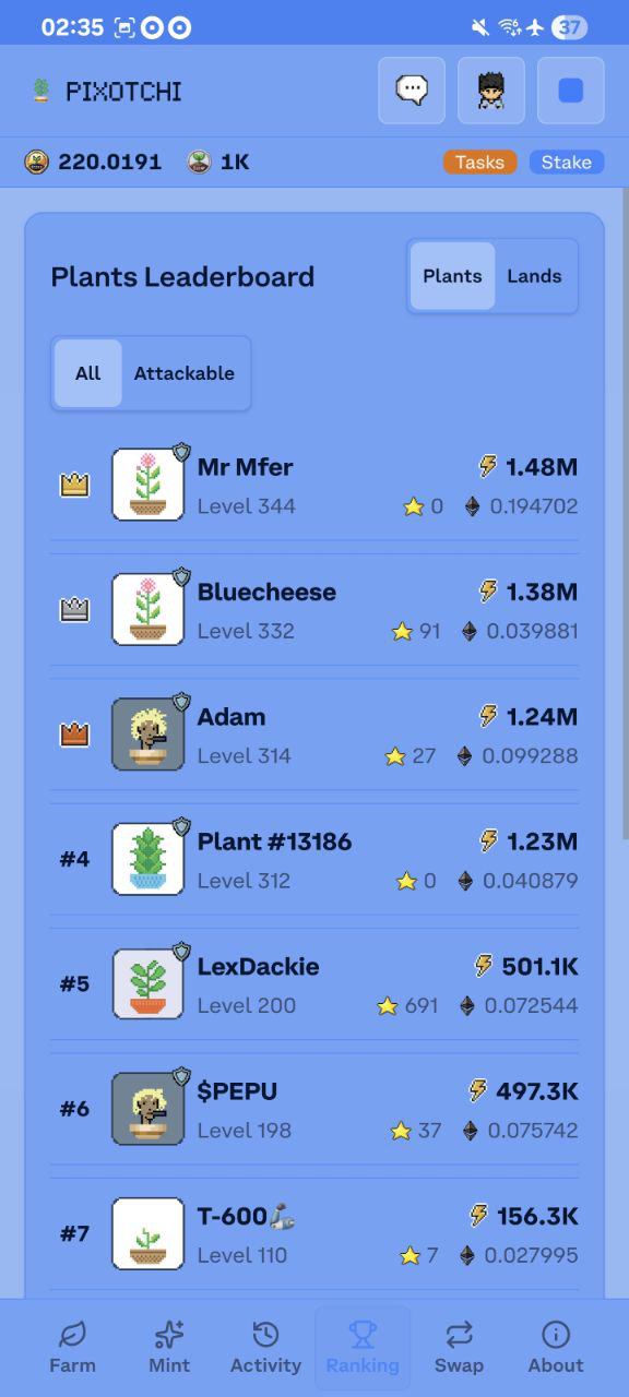 Pixotchi Mini on Base - Farcaster Mini Apps screenshot