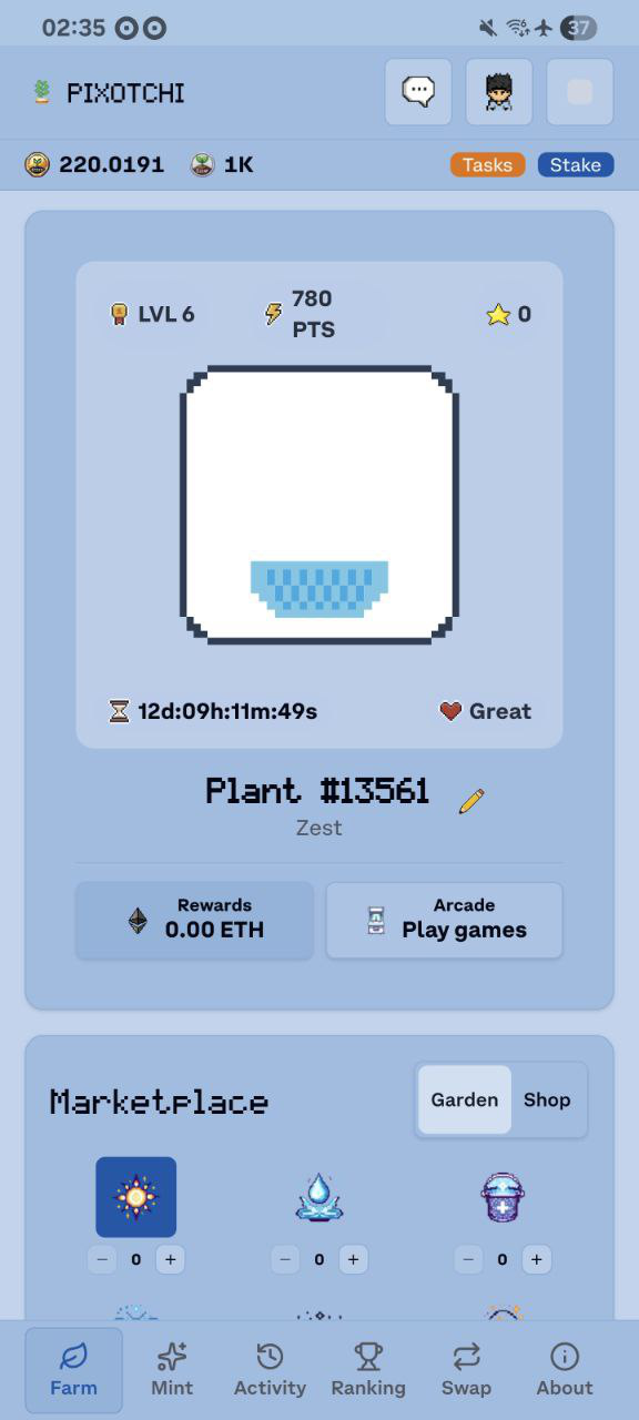 Pixotchi Mini on Base - Farcaster Mini Apps screenshot